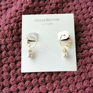 Alicia Bonnie Gold Pastel Purple Crystal Twinkling Treasure huggie drop earrings